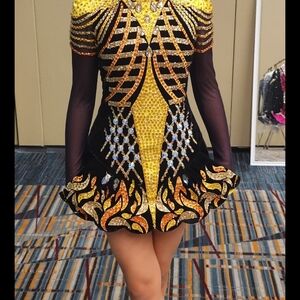 Elegant Yellow and Black Women's Dress